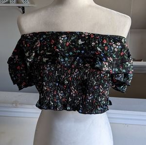 Xzilingo Off-the-Shoulder Floral Crop Top Size XL